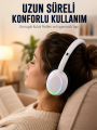Beyaz Kablosuz Bluetooth Kulaklık Mikrofonlu Ergonomik Kulak Üstü Tasarım