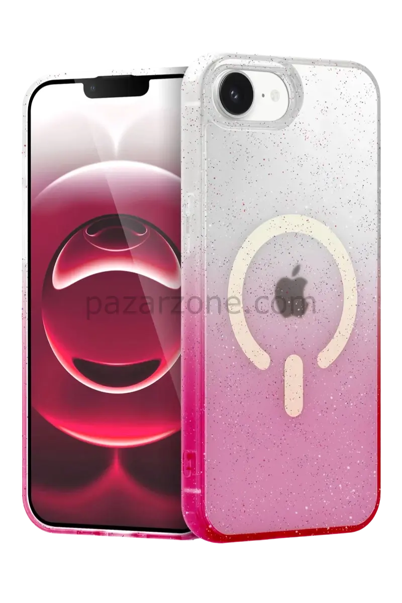 Newface Apple iPhone 16E Pummel Shiny Magsafe Kapak - Pembe