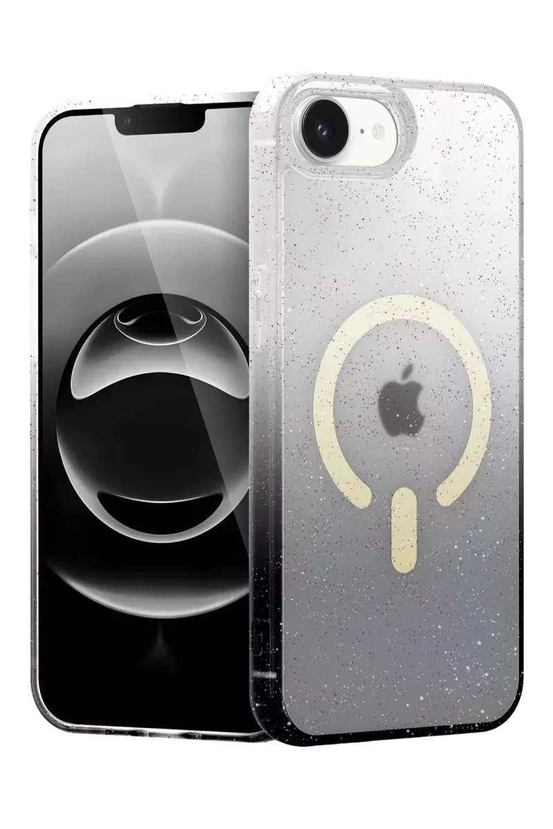 Newface Apple iPhone 16E Pummel Shiny Magsafe Kapak - Siyah