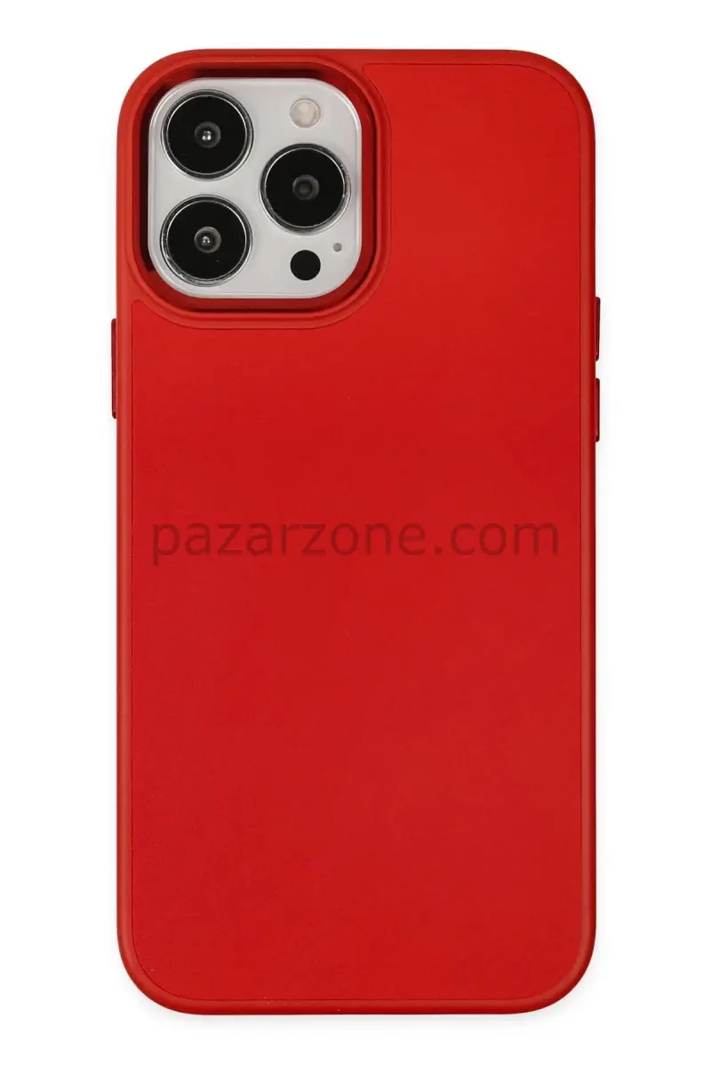 Newface Apple iPhone 13 Pro Kılıf Asya Deri Silikon - Kırmızı