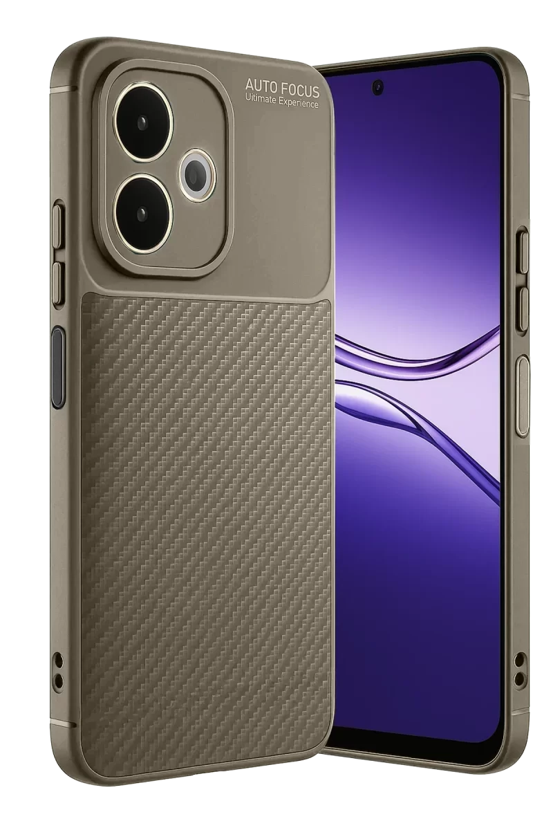 Newface Oppo A5 Pro 4G Kılıf Auto Focus Karbon Kapak - Kahverengi
