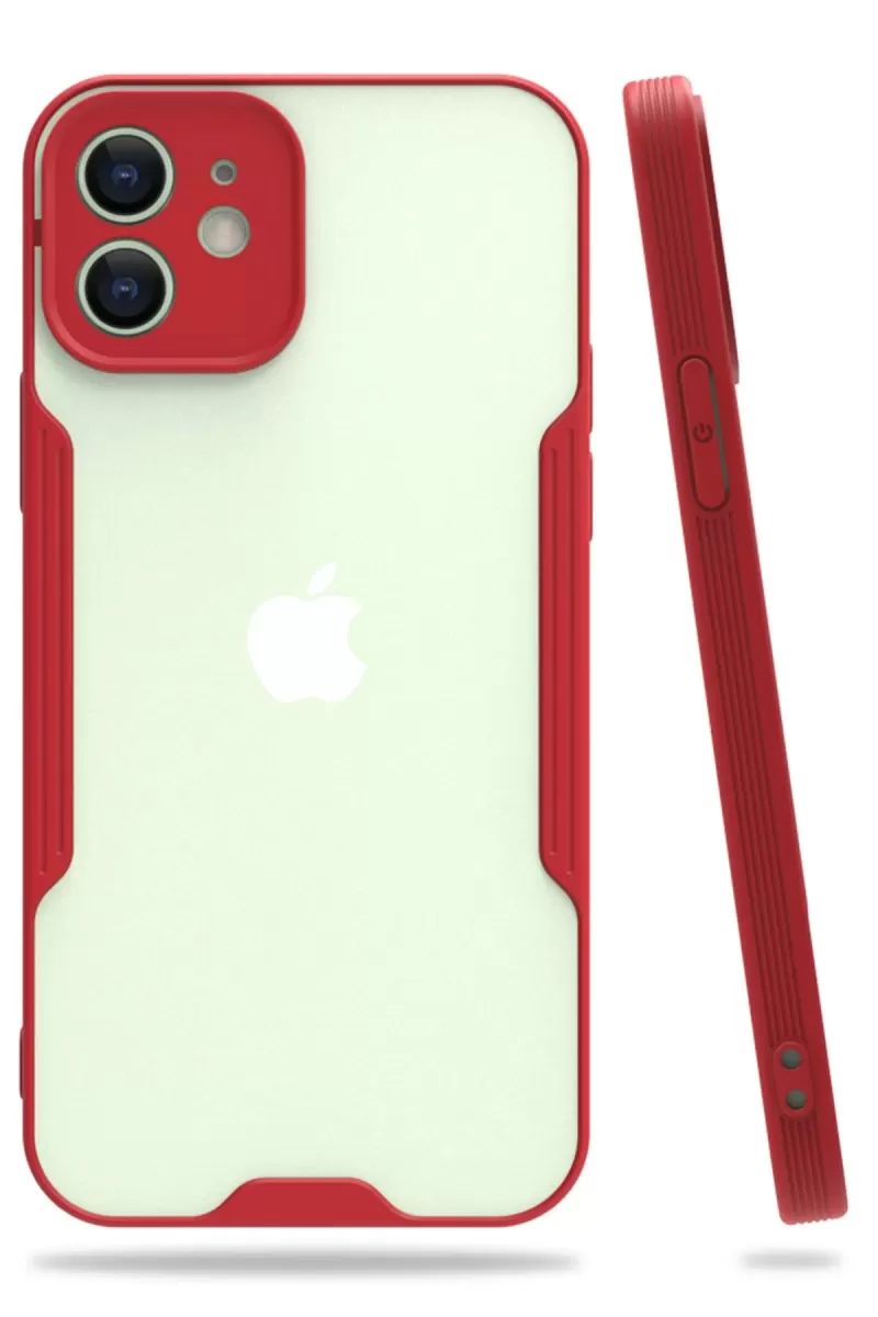 Newface Apple iPhone 12 Kılıf Platin Silikon - Kırmızı