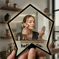 Kırılmaz Pleksi El Aynası 10x10cm - Çanta Boyu Geometrik Tasarım - Kadın & Erkek Bakım Aynası