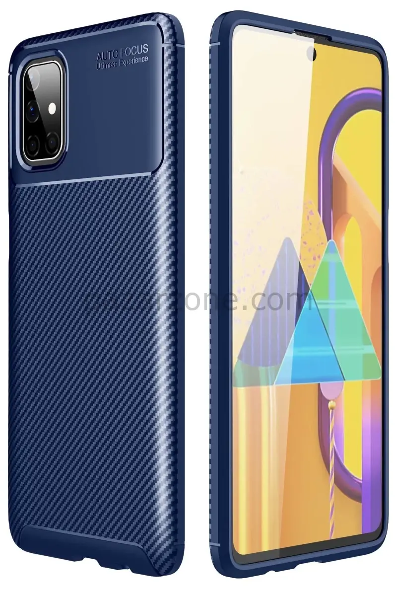 Newface Samsung Galaxy M51 Kılıf Auto Focus Karbon Kapak - Lacivert