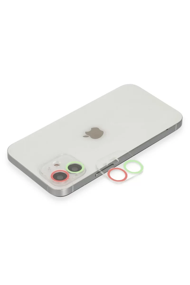 Newface Apple iPhone 11 Renkli Kamera Lens Koruma Cam - Yeşil-Pembe