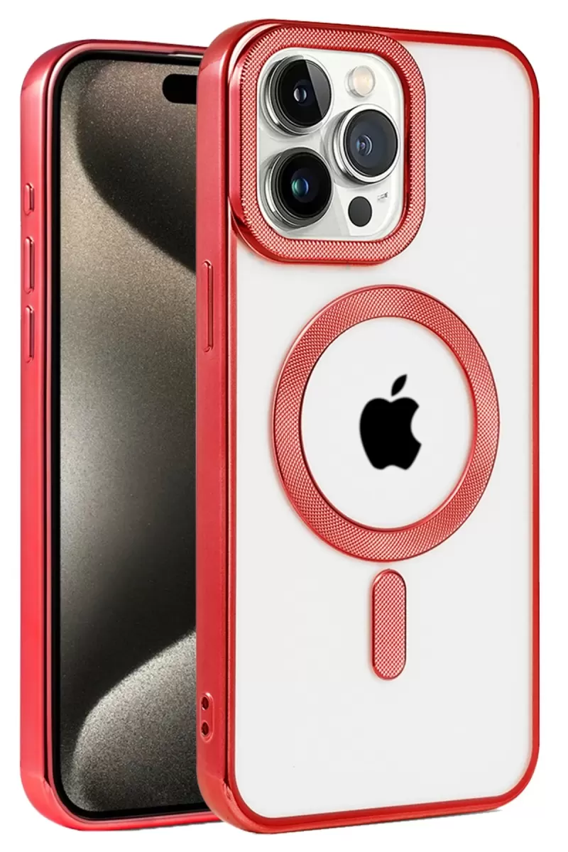 Newface Apple iPhone 14 Pro Kılıf Kronos Magsafe Kapak - Kırmızı