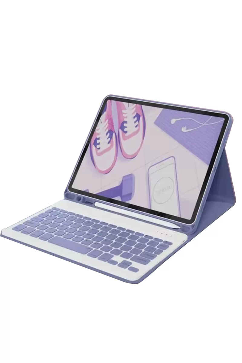 Newface Apple iPad 10.2 (9.nesil) Kılıf KC01 Smart Klavyeli Tablet Kılıfı - Derin Mor