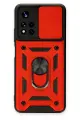 Newface Xiaomi Redmi Note 11T Kılıf Pars Lens Yüzüklü Silikon - Kırmızı