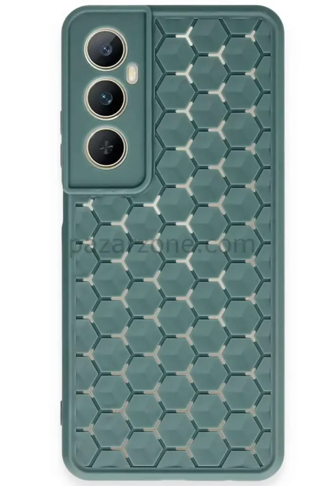 Newface Realme C65 Kılıf Petek Silikon Kapak - Koyu Yeşil