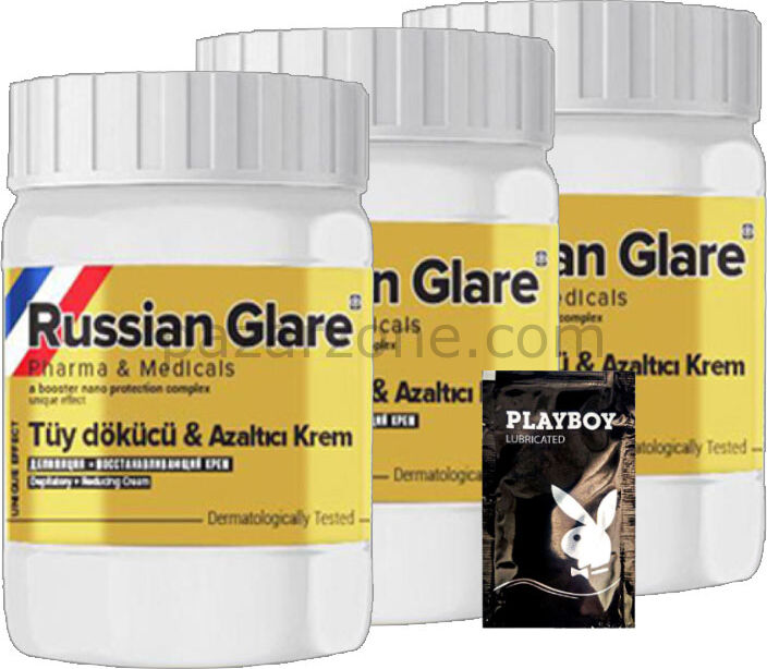 Playboy Rusian Glare Tüylere Krem Nano 3 Adet x 50 ml Rus Merhemi  + Yanında Jel