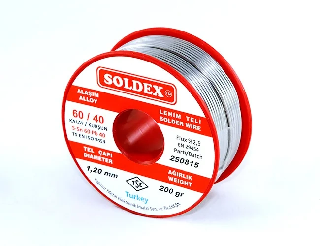 Soldex 60-40 Lehim Teli 200 Gr 0,50 Mm - Sn:60 / Pb:40