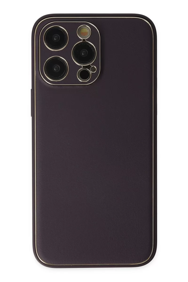 Newface Apple iPhone 13 Pro Kılıf Coco Deri Silikon Kapak - Derin Mor