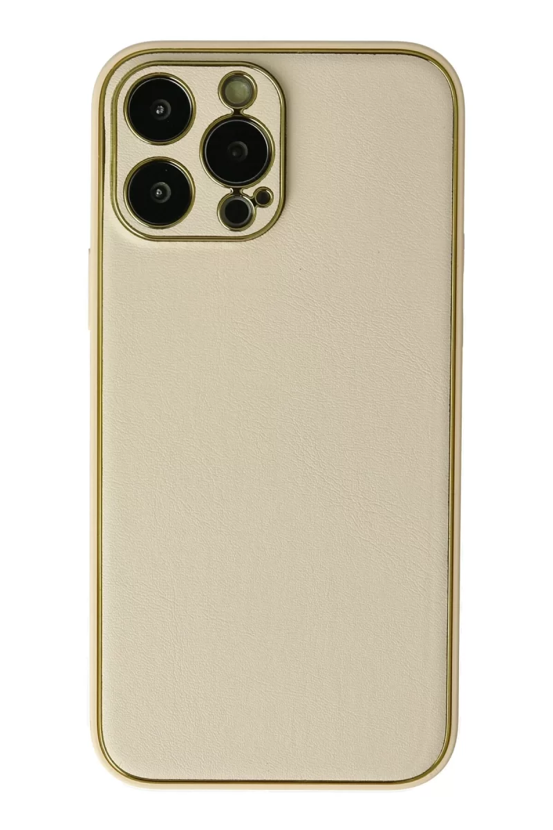 Newface Apple iPhone 13 Pro Kılıf Coco Deri Silikon Kapak - Gold