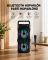 LED Işıklı Bluetoothlu Hoparlör Mikrofonlu Taşınabilir Ses Sistemi
