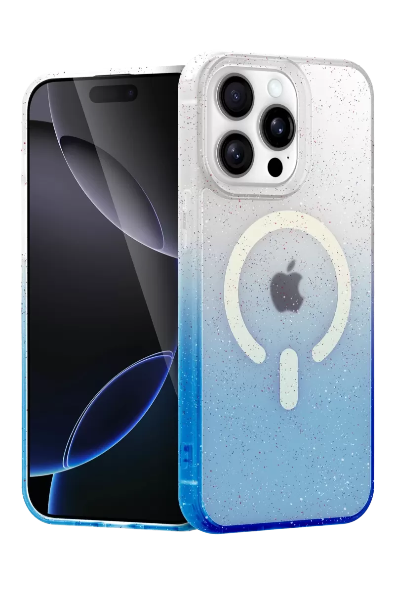 Newface Apple iPhone 15 Pro Max Pummel Shiny Magsafe Kapak - Mavi