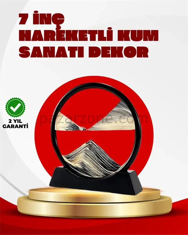 Rahatlatıcı Kum Sanatı – Yuvarlak Cam Çerçeveli Hareketli Kum Resmi, Ofis ve Ev İçin Etkileşimli Masaüstü Süs