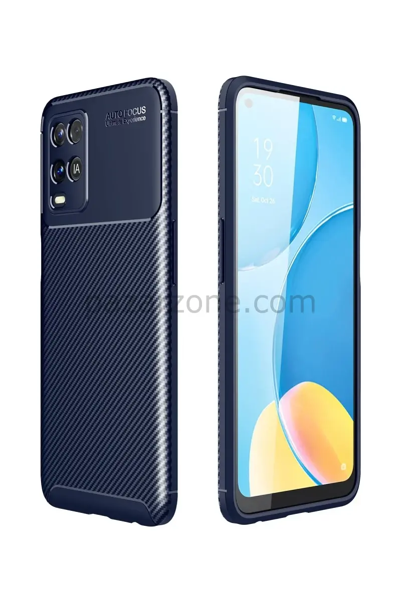 Newface Oppo A54 4G Kılıf Auto Focus Karbon Kapak - Lacivert