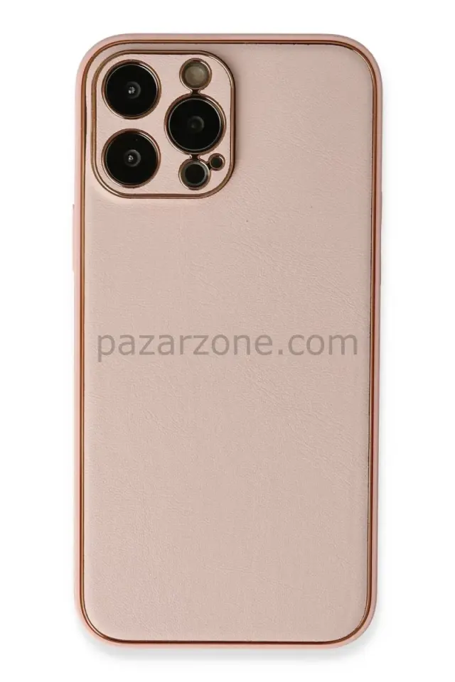 Newface Apple iPhone 13 Pro Kılıf Coco Deri Silikon Kapak - Pembe