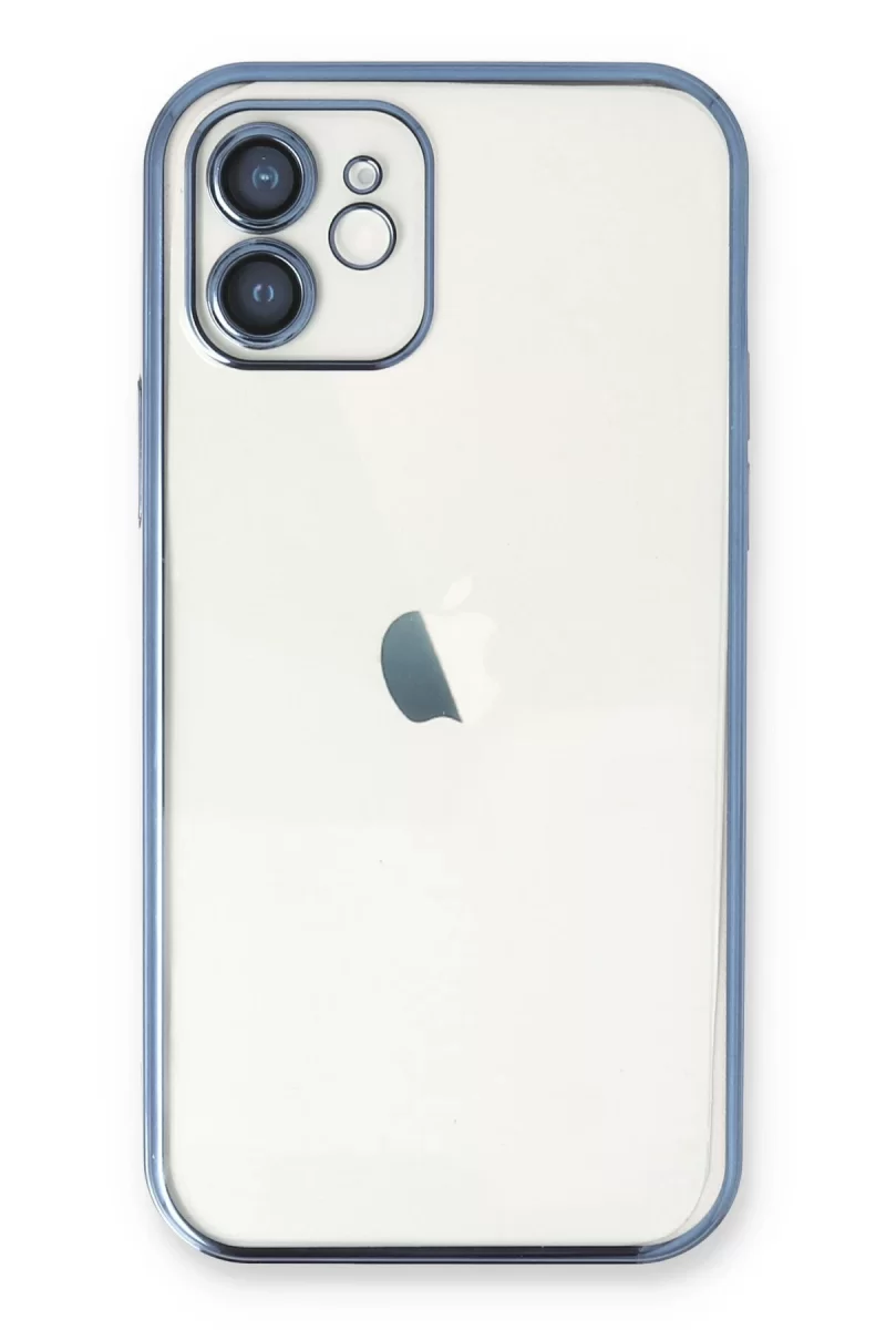 Newface Apple iPhone 12 Kılıf Razer Lensli Silikon - Açık Mavi