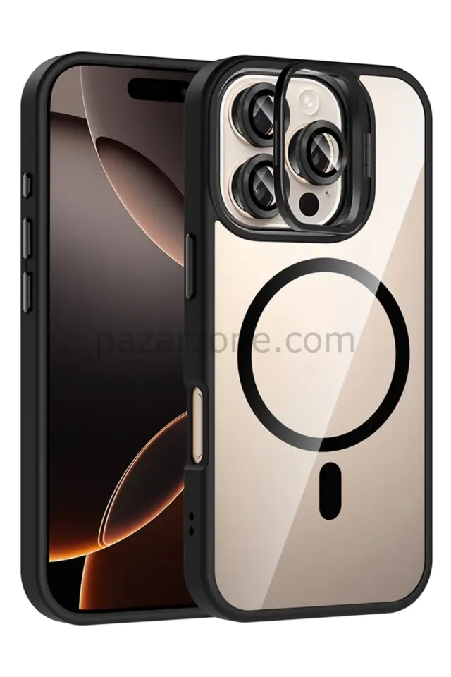 Joko Apple iPhone 16 Pro Max Remim Lensli Magsafe Standlı Kapak - Siyah