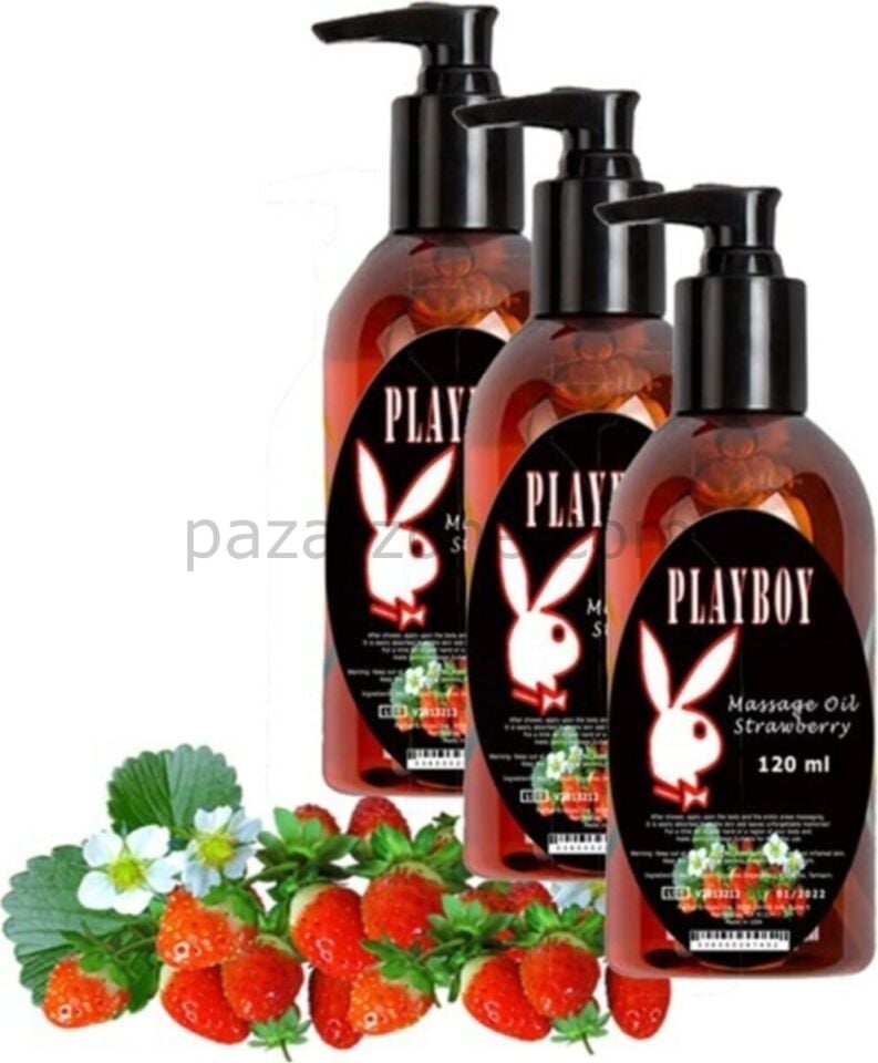 Playboy Strawberry Massage Oil 3 Adet Çilek Aromalı Vücut Masaj Yağı
