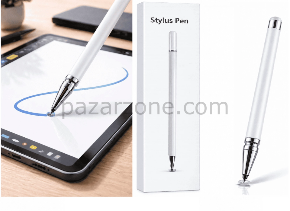 Samsung M21 Uyumlu Dokunmatik Stylus Kalem Disk Uçlu Hassas Beyaz Tablet Telefon Çizim Kalemi