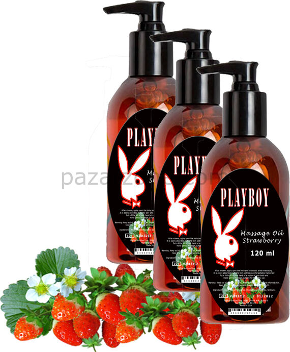 Playboy Strawberry Massage Oil 3 Adet Çilek Aromalı Vücut Masaj Yağı