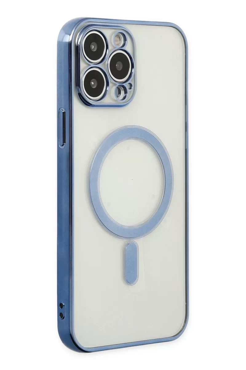 Newface Apple iPhone 14 Pro Kılıf Magneticsafe Lazer Silikon - Sierra Blue