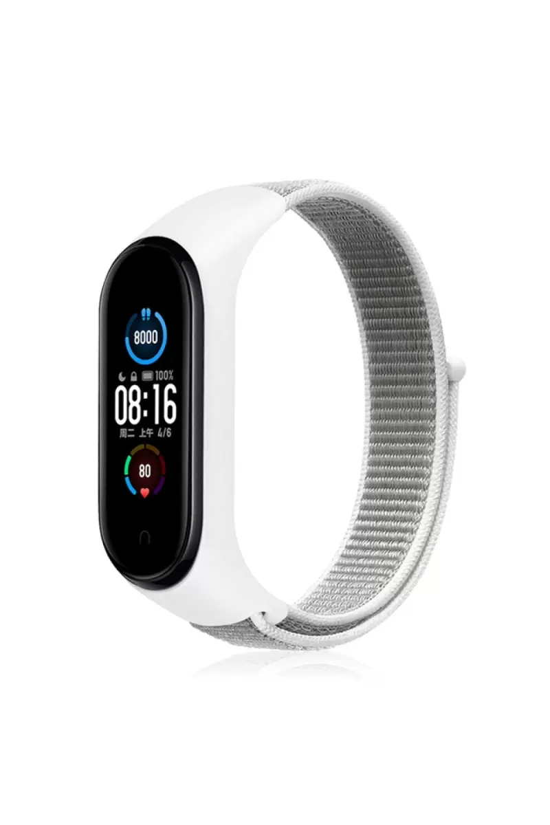 Newface Xiaomi Mi Band 4 Hasırlı Cırtcırtlı Kordon - Beyaz