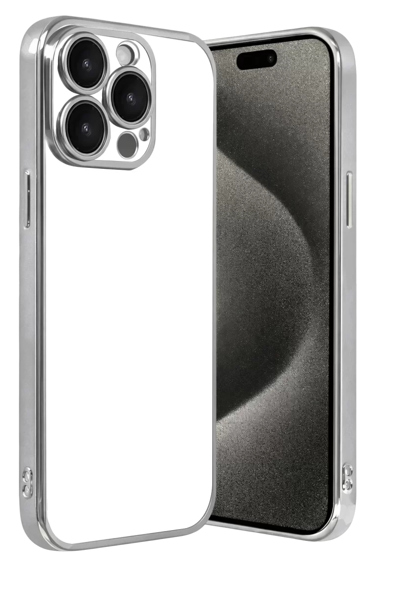 Newface Apple iPhone 15 Pro Max Razer Lensli Silikon - Gümüş