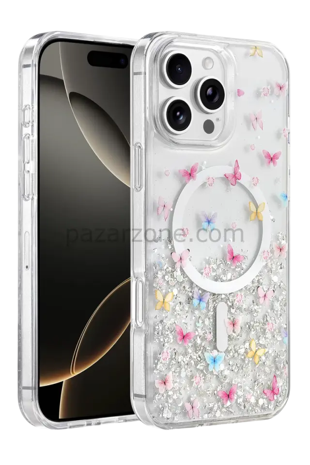 Onegif Apple iPhone 16 Pro Max Misk Simli Magsafe Kapak - Desen 4