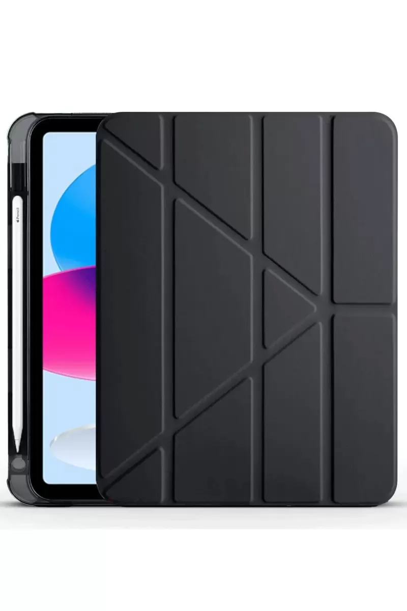 Newface Apple iPad 2022 10.9 (10.nesil) Kılıf Kalemlikli Mars Tablet Kılıfı - Siyah