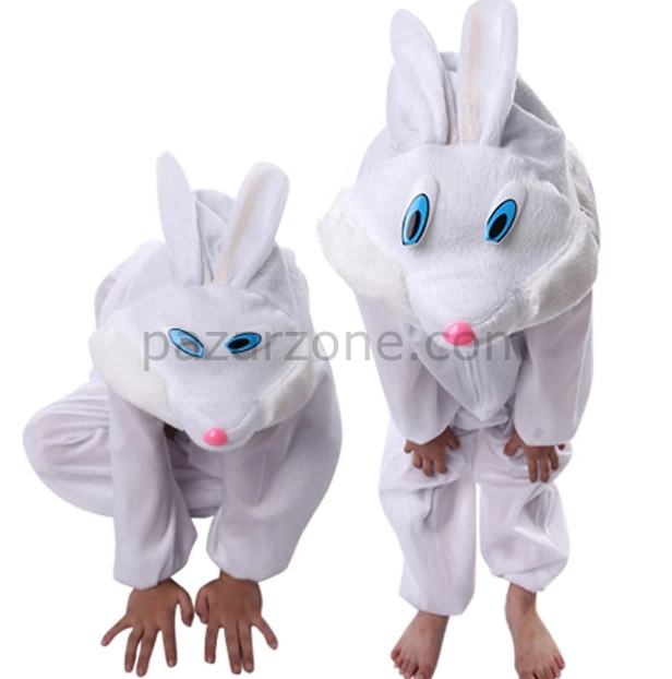 Çocuk Tavşan Kostümü Beyaz Renk 6-7 Yaş 120 Cm