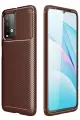 Newface Xiaomi Redmi 9T Kılıf Auto Focus Karbon Kapak - Kahverengi