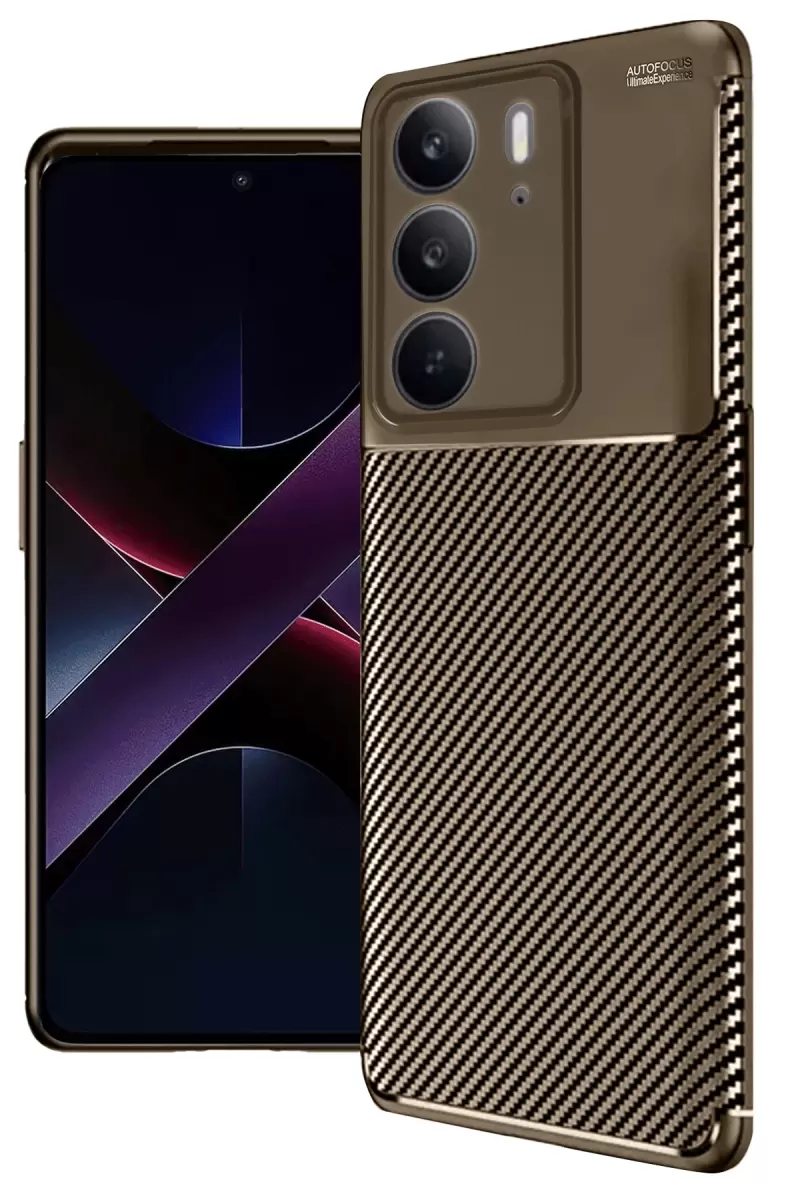 Newface Realme C75 4G Auto Focus Karbon Kapak - Kahverengi