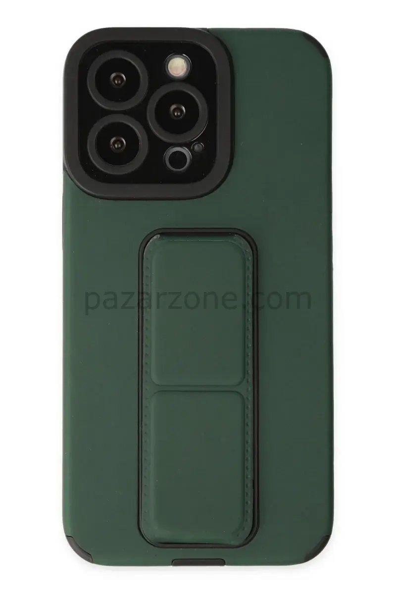 Newface Apple iPhone 14 Pro Kılıf Mega Standlı Silikon - Yeşil
