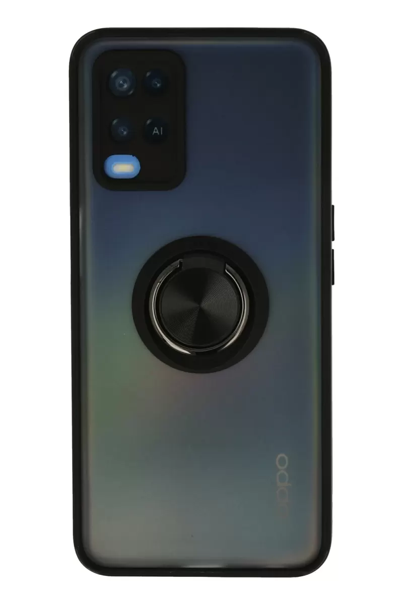 Newface Oppo A54 4G Kılıf Montreal Yüzüklü Silikon Kapak - Siyah
