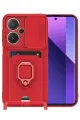 Newface Xiaomi Redmi Note 13 Pro Plus Kılıf Zuma Kartvizitli Yüzüklü Silikon - Kırmızı