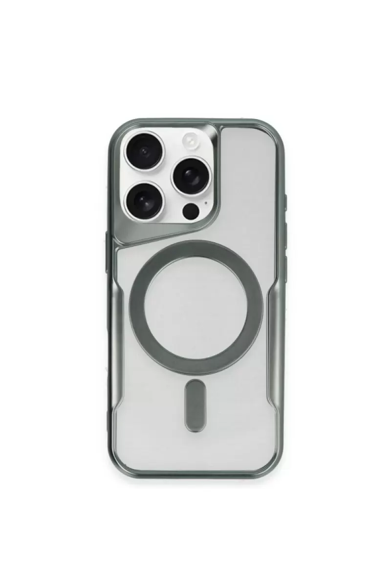 Newface Apple iPhone 12 Kılıf Boyi Magsafe Silikon Kapak - Yeşil
