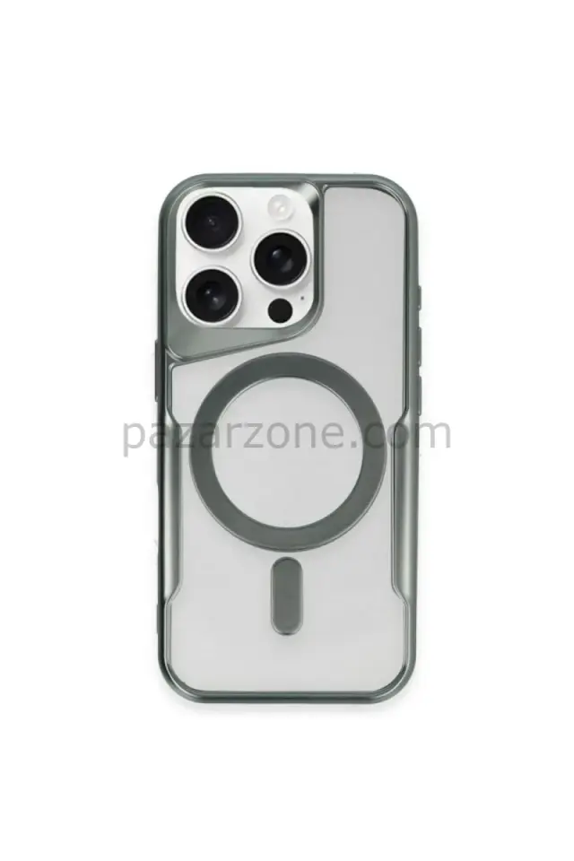 Newface Apple iPhone 12 Kılıf Boyi Magsafe Silikon Kapak - Yeşil