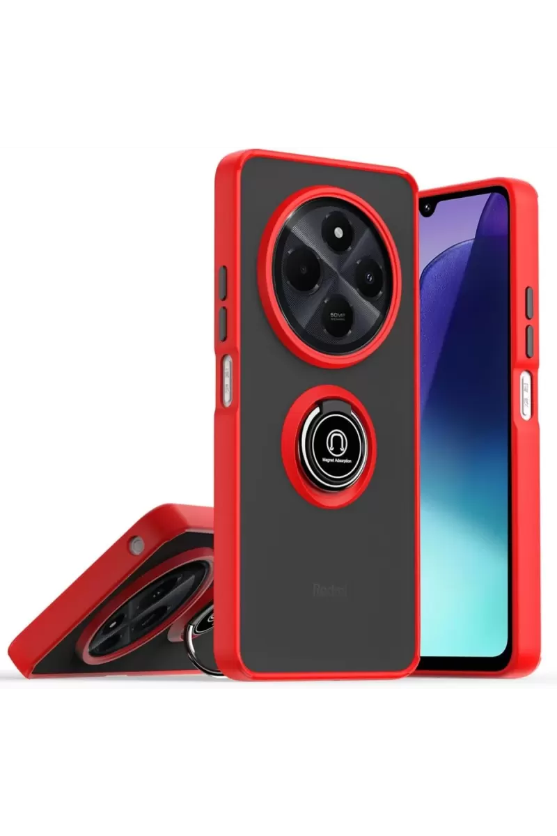 Newface Realme C75 4G Kılıf Montreal Yüzüklü Silikon Kapak - Kırmızı