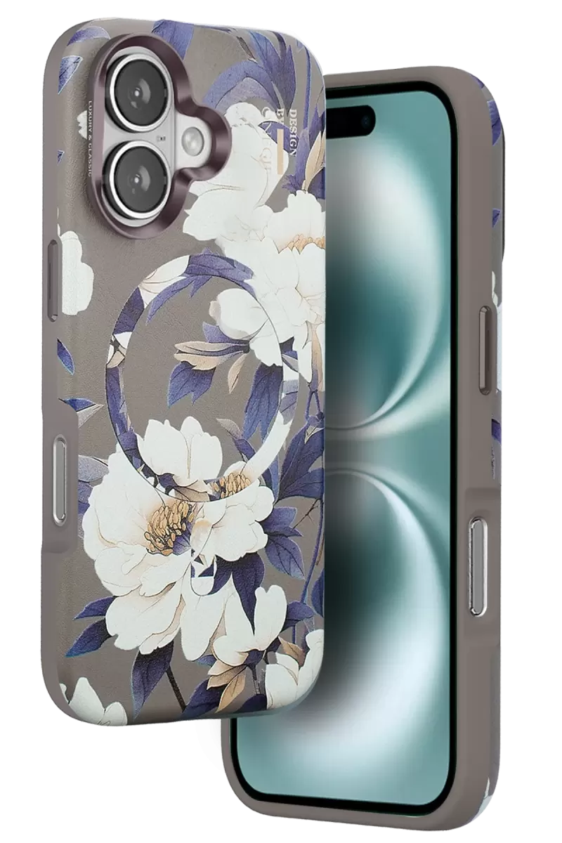 Onegif Apple iPhone 16 Flower Series Magsafe Kapak - Gri