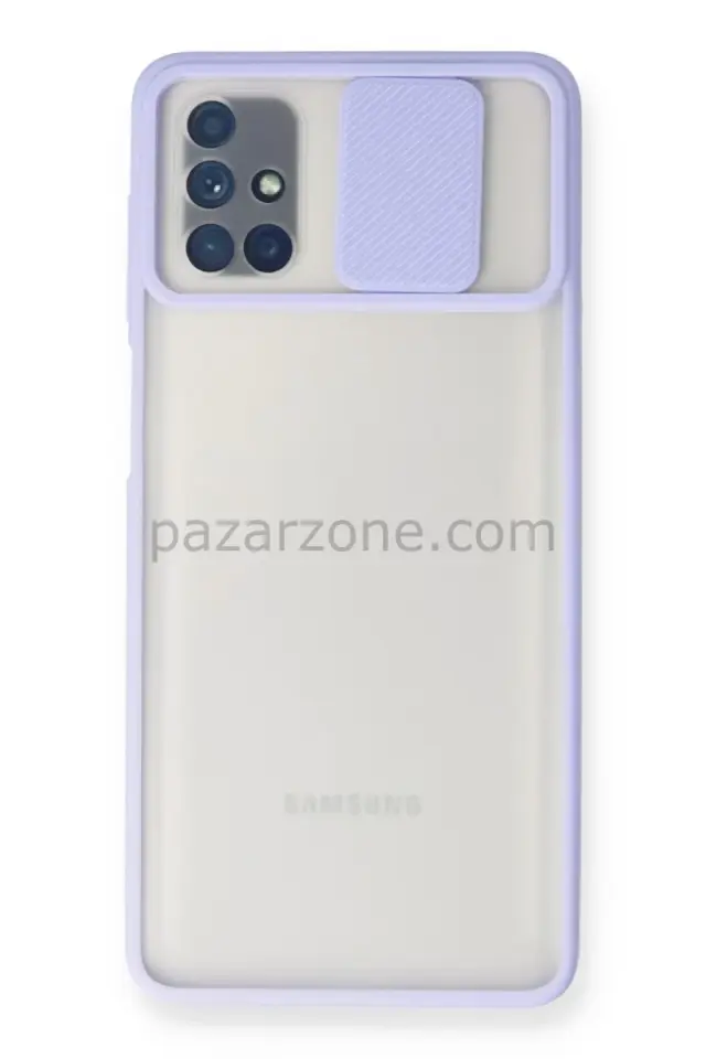 Newface Samsung Galaxy M51 Kılıf Palm Buzlu Kamera Sürgülü Silikon - Lila
