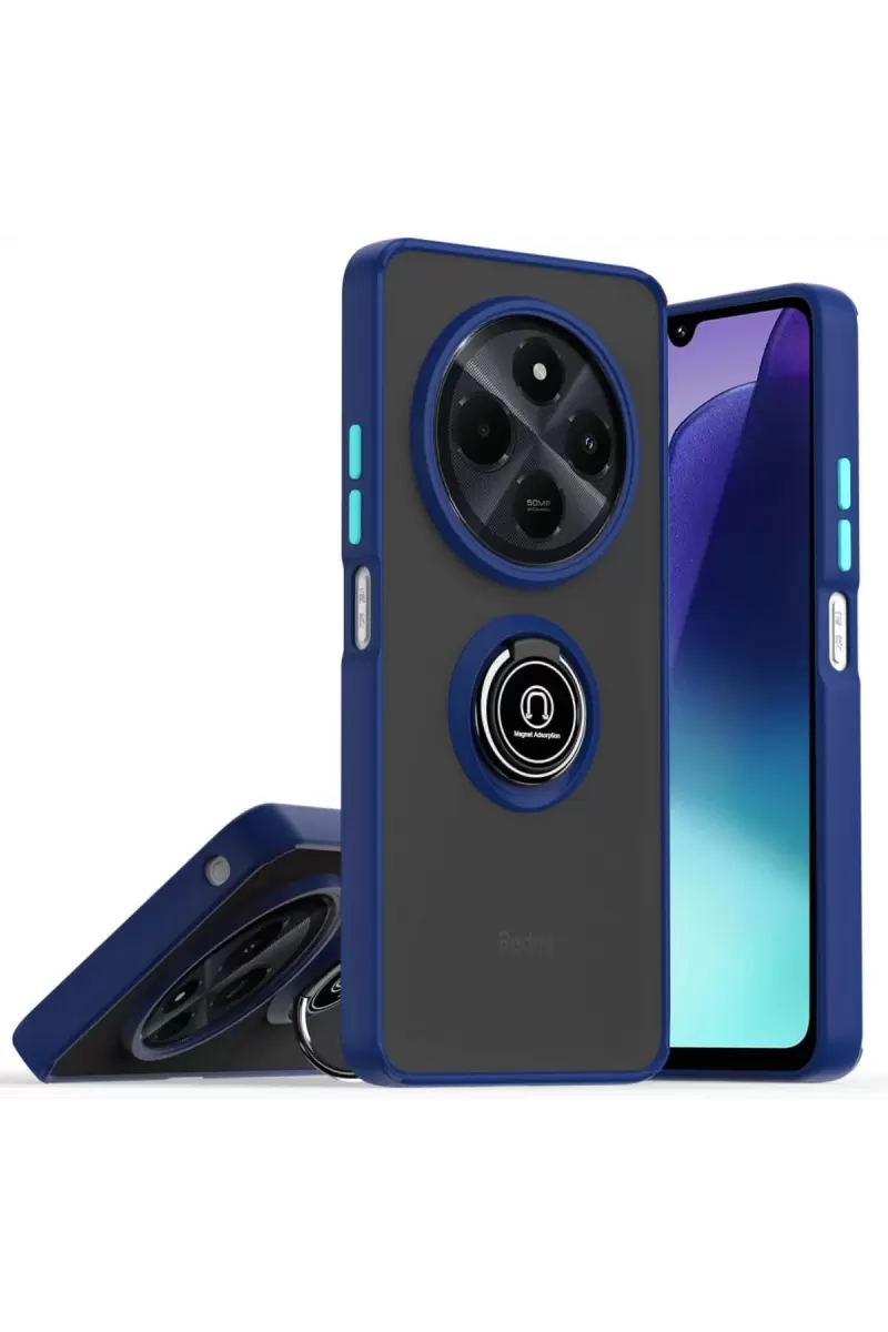 Newface Realme C75 4G Kılıf Montreal Yüzüklü Silikon Kapak - Lacivert