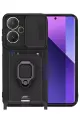 Newface Xiaomi Redmi Note 13 Pro Plus Kılıf Zuma Kartvizitli Yüzüklü Silikon - Siyah