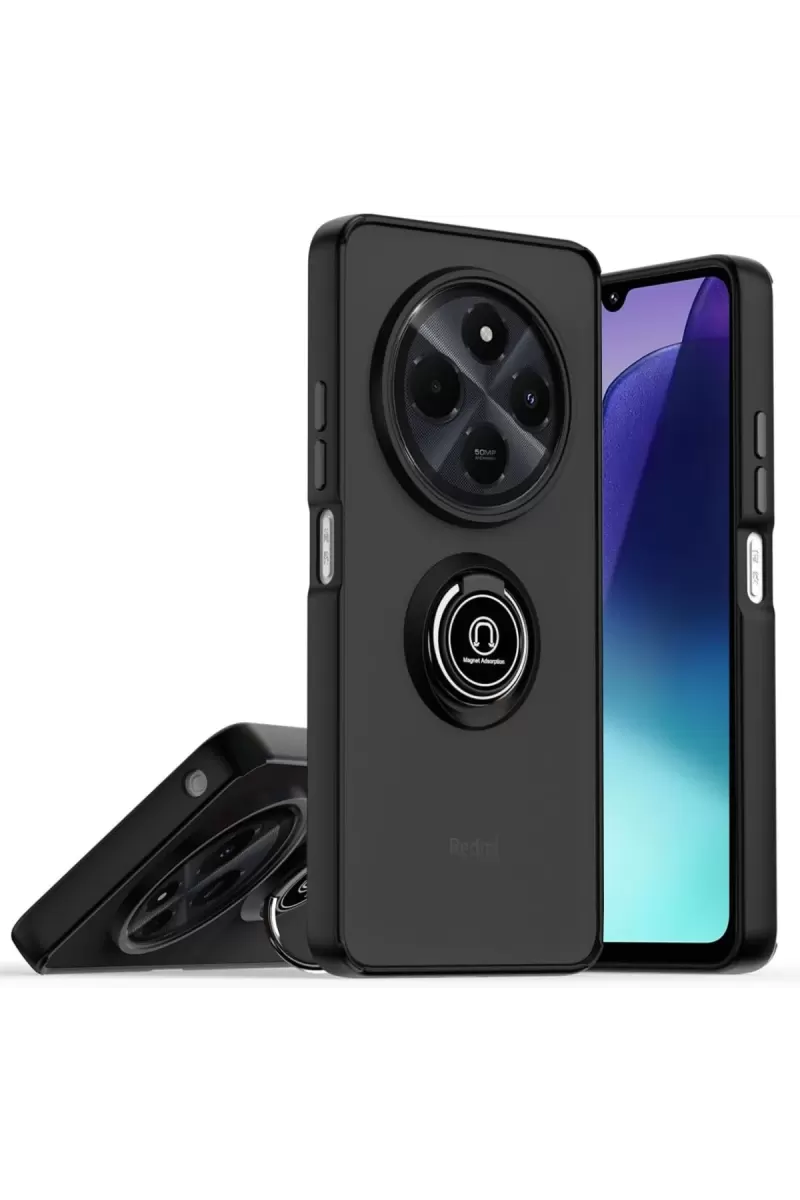 Newface Realme C75 4G Kılıf Montreal Yüzüklü Silikon Kapak - Siyah