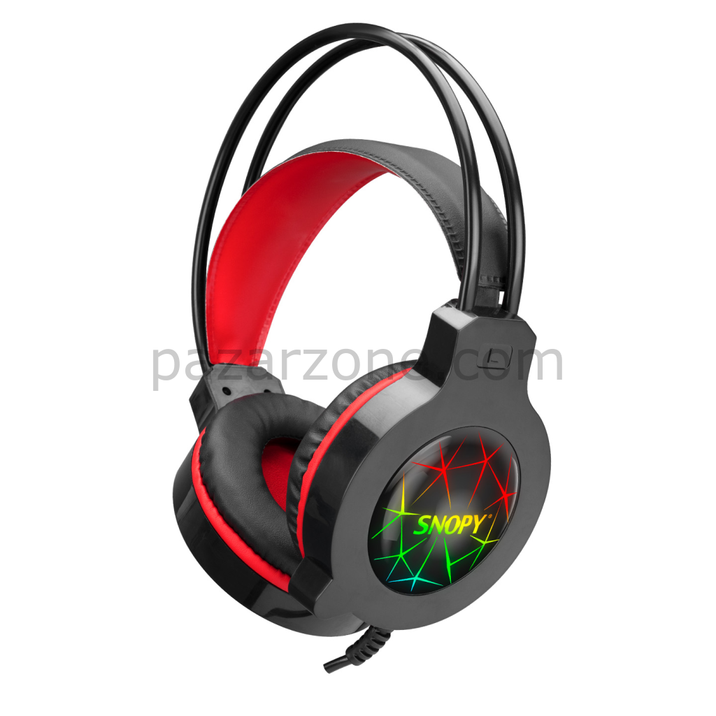 SNOPY SN-GX7, CRAZY, Kablolu, 3.5mm Jac, USB, Rainbow Aydınlatma, Gaming, Mikrofonlu, Kulaklık (Siyah)