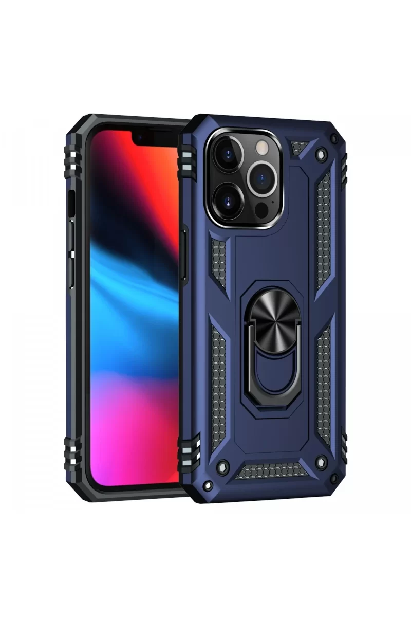 Newface Apple iPhone 14 Pro Kılıf Sofya Yüzüklü Silikon Kapak - Lacivert