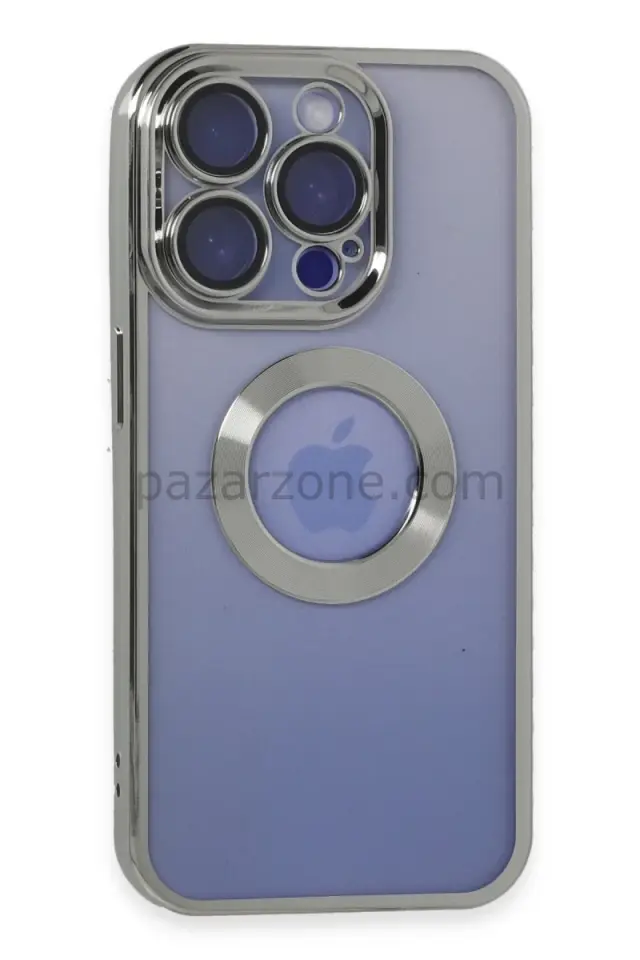 Newface Apple iPhone 15 Pro Max Kılıf Slot Silikon - Gümüş