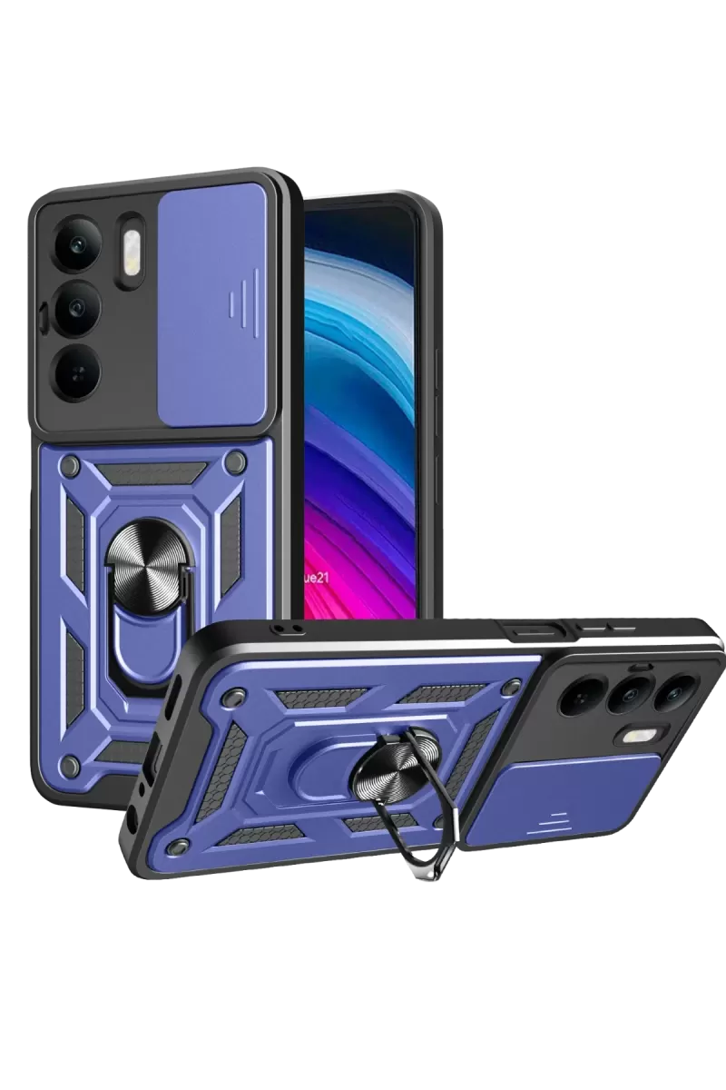 Newface Realme C75 4G Kılıf Pars Lens Yüzüklü Silikon - Lacivert